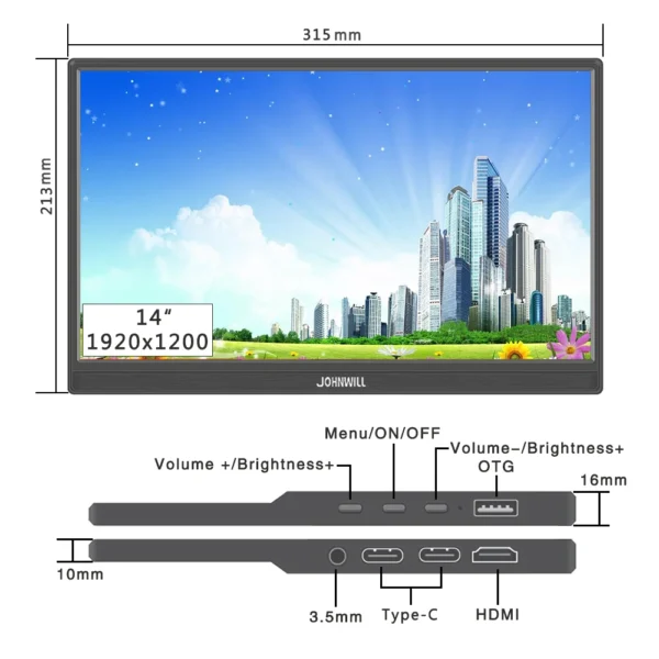 Portable Monitor 14"/16", 1920x1200 - Touchscreen - Image 4
