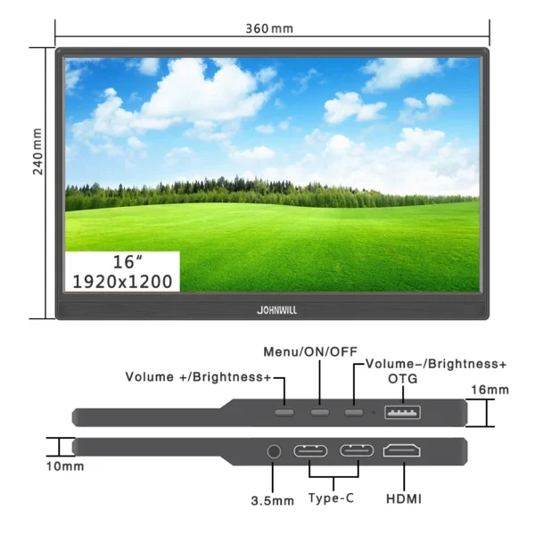 Portable Monitor 14"/16", 1920x1200 - Touchscreen - Image 3